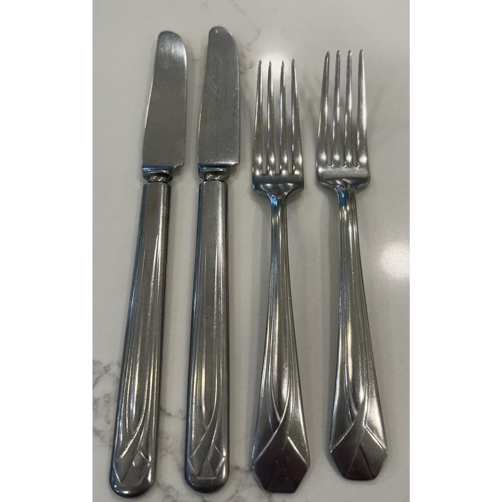ROYAL ALLEGHENY METAL VIRGINIA PATTERN STAINLESS STEEL 2 Dinner Knives & 2 Forks